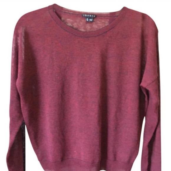 Theory sheer maroon thin-striped sweater - Picture 8 of 9